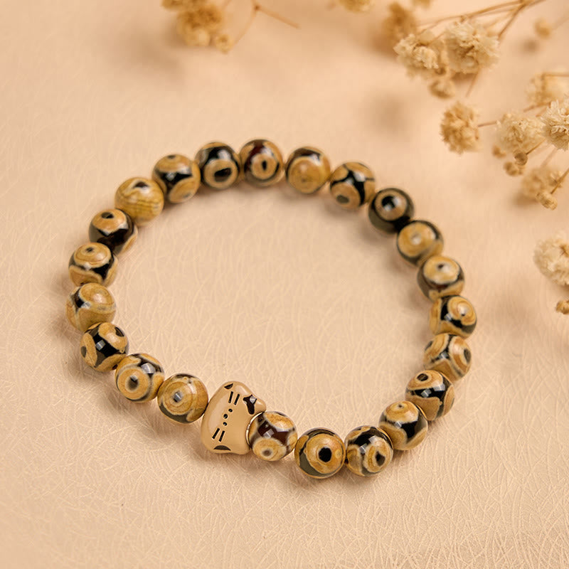 Bracelet gracieux en Buddha Stones d'agate naturelle de chat du Bengale avec tête de chaton - image 2