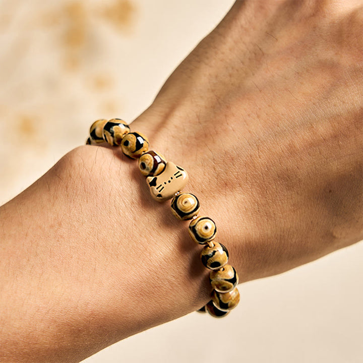 Bracelet gracieux en Buddha Stones d'agate naturelle de chat du Bengale avec tête de chaton - image 4