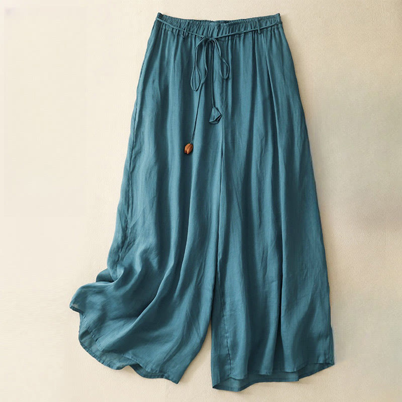 Pantalon large en coton avec cordon de serrage et poches pour femme Motif Buddha Stones - Sarcelle - US8-10，UK/AU12-14，EU40-42 (2XL) - image 1