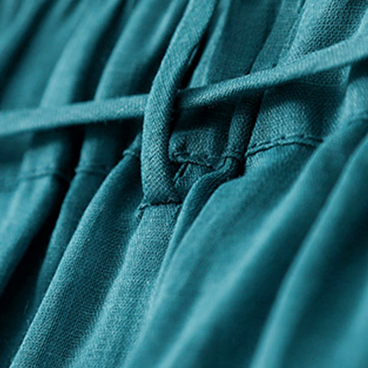 Pantalon large en coton avec cordon de serrage et poches pour femme Motif Buddha Stones - image 4