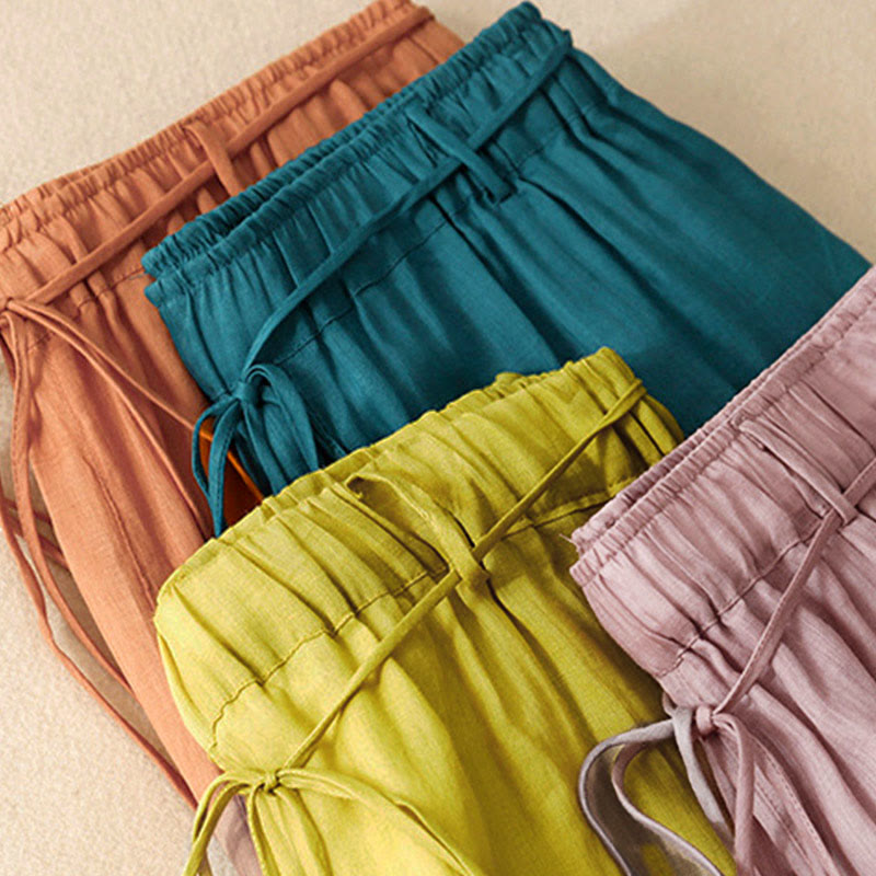 Pantalon large en coton avec cordon de serrage et poches pour femme Motif Buddha Stones - image 7