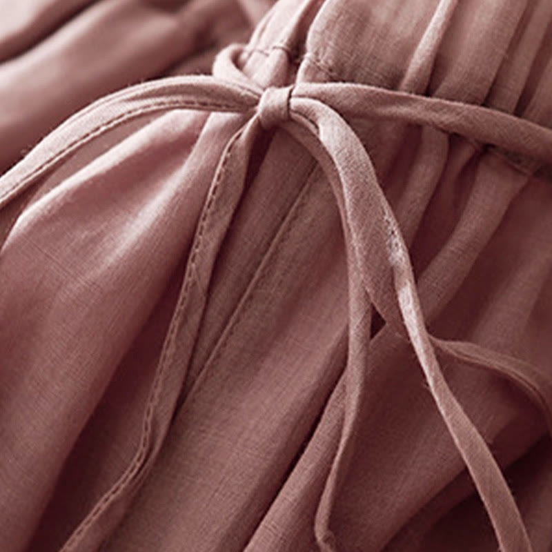 Pantalon large en coton avec cordon de serrage et poches pour femme Motif Buddha Stones - image 12