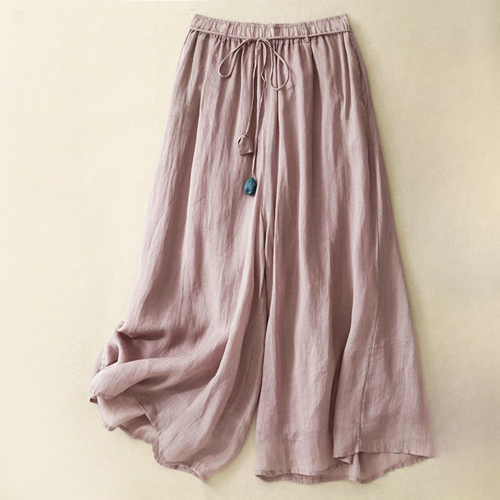 Pantalon large en coton avec cordon de serrage et poches pour femme Motif Buddha Stones - Violet pâle Rouge - US8-10，UK/AU12-14，EU40-42 (2XL) - image 9