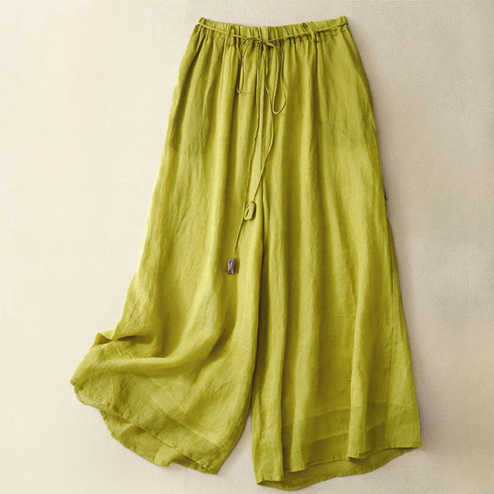 Pantalon large en coton avec cordon de serrage et poches pour femme Motif Buddha Stones - Jaune - US8-10，UK/AU12-14，EU40-42 (2XL) - image 18