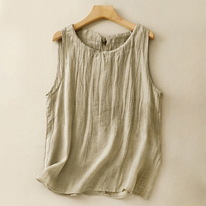 Gilet sans manches à lacets et froissés pour femme, couleur pure, motif Buddha Stones , été - Kaki foncé - US8-10，UK/AU12-14，EU40-42 (2XL) - image 8