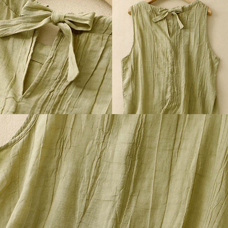 Gilet sans manches à lacets et froissés pour femme, couleur pure, motif Buddha Stones , été - image 15