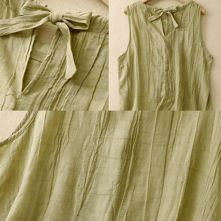 Gilet sans manches à lacets et froissés pour femme, couleur pure, motif Buddha Stones , été - image 15