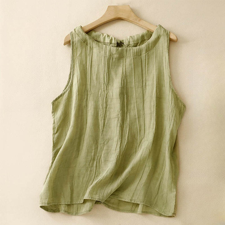 Gilet sans manches à lacets et froissés pour femme, couleur pure, motif Buddha Stones , été - Verge d'or pâle - US8-10，UK/AU12-14，EU40-42 (2XL) - image 13