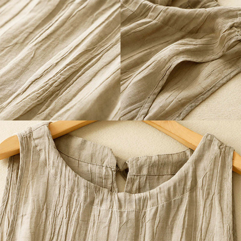 Gilet sans manches à lacets et froissés pour femme, couleur pure, motif Buddha Stones , été - image 9