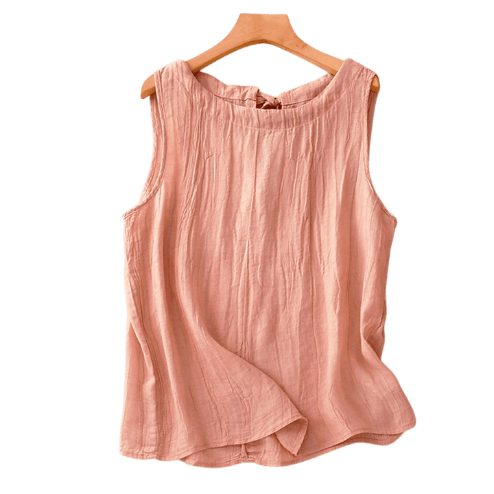 Gilet sans manches à lacets et froissés pour femme, couleur pure, motif Buddha Stones , été - image 5