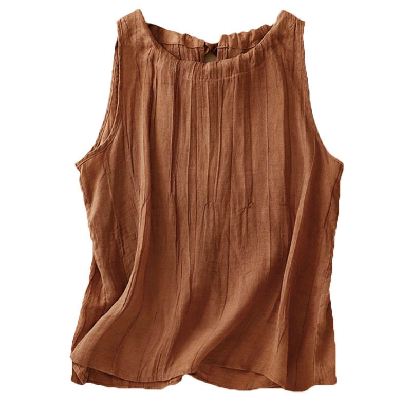 Gilet sans manches à lacets et froissés pour femme, couleur pure, motif Buddha Stones , été - image 22