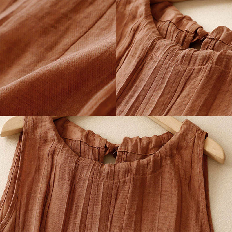 Gilet sans manches à lacets et froissés pour femme, couleur pure, motif Buddha Stones , été - image 19