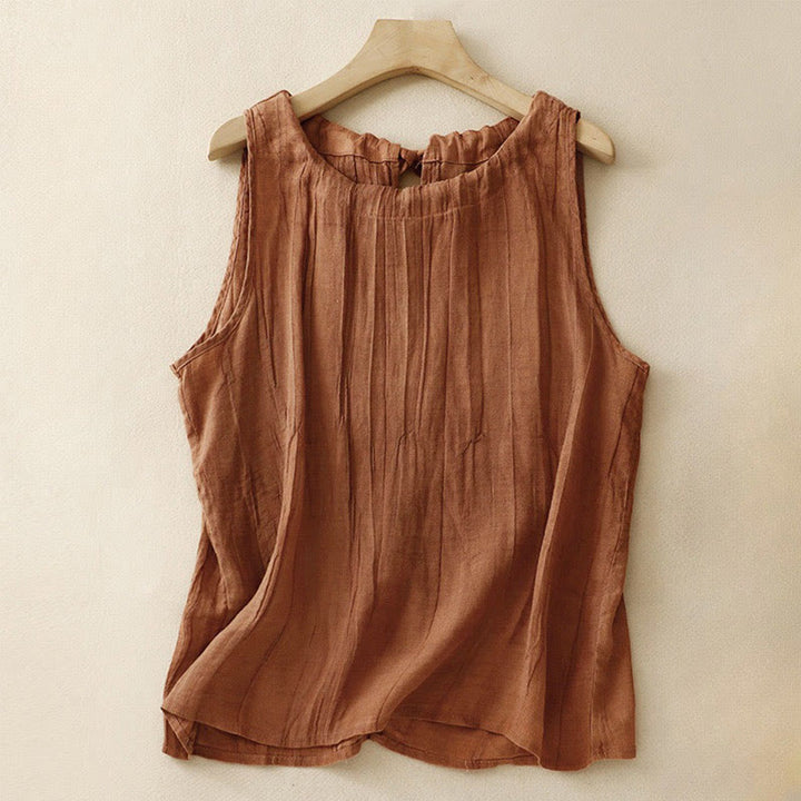 Gilet sans manches à lacets et froissés pour femme, couleur pure, motif Buddha Stones , été - Chocolat - US8-10，UK/AU12-14，EU40-42 (2XL) - image 18