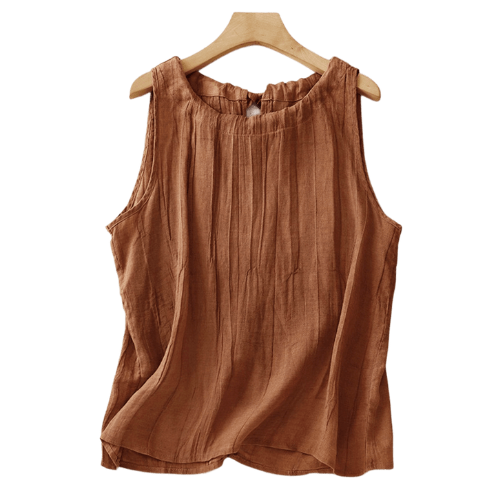 Gilet sans manches à lacets et froissés pour femme, couleur pure, motif Buddha Stones , été - image 23