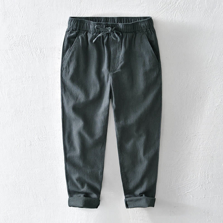 Pantalon décontracté en lin ramie avec cordon de serrage et poches pour homme, couleur unie, design simple, motif Buddha Stones - Gris ardoise clair - US/UK/AU44，EU54 (4XL) - image 10