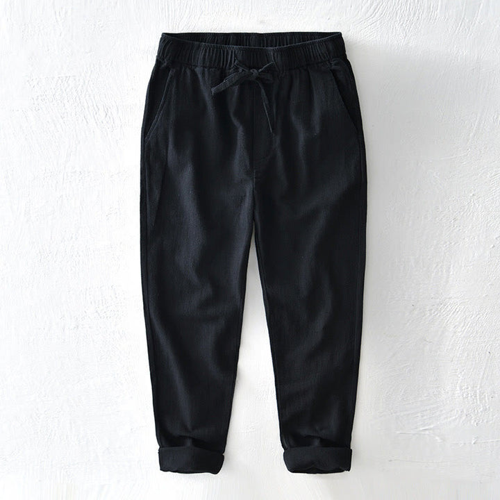 Pantalon décontracté en lin ramie avec cordon de serrage et poches pour homme, couleur unie, design simple, motif Buddha Stones - Noir - US/UK/AU44，EU54 (4XL) - image 13