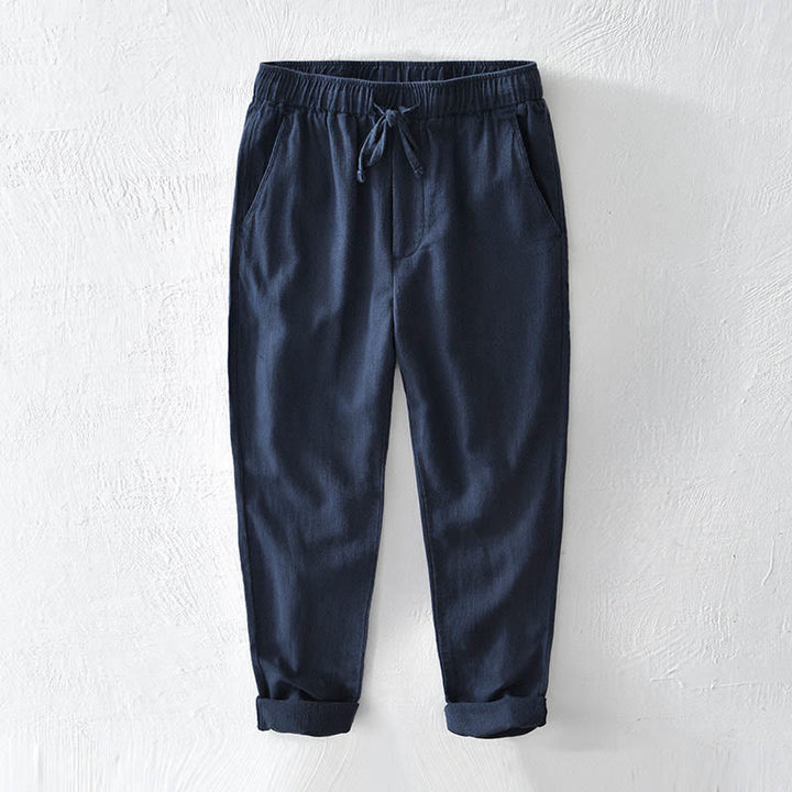 Pantalon décontracté en lin ramie avec cordon de serrage et poches pour homme, couleur unie, design simple, motif Buddha Stones - Marine - US/UK/AU44，EU54 (4XL) - image 18