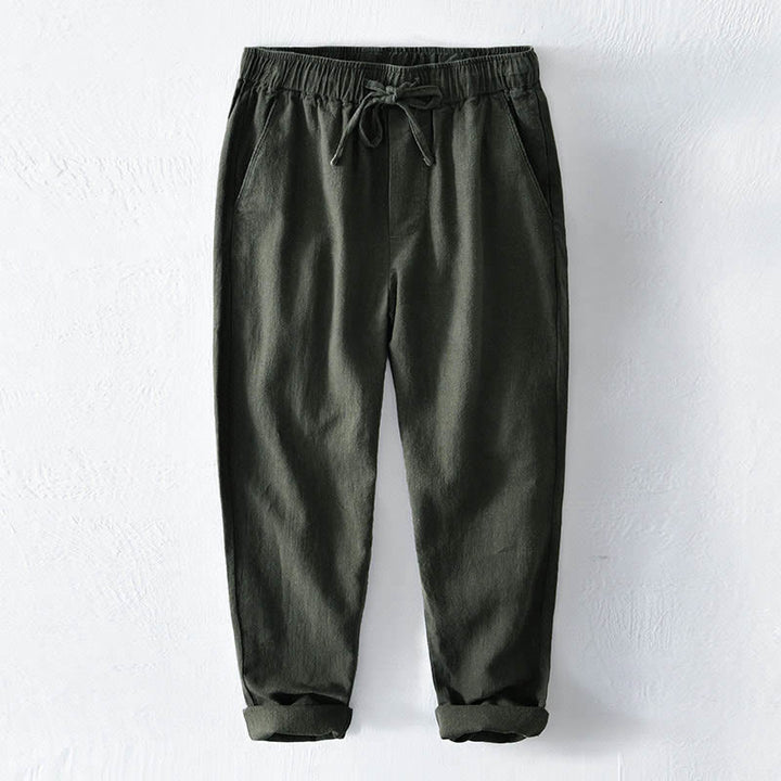 Pantalon décontracté en lin ramie avec cordon de serrage et poches pour homme, couleur unie, design simple, motif Buddha Stones - Forêt Verte - US/UK/AU44，EU54 (4XL) - image 22