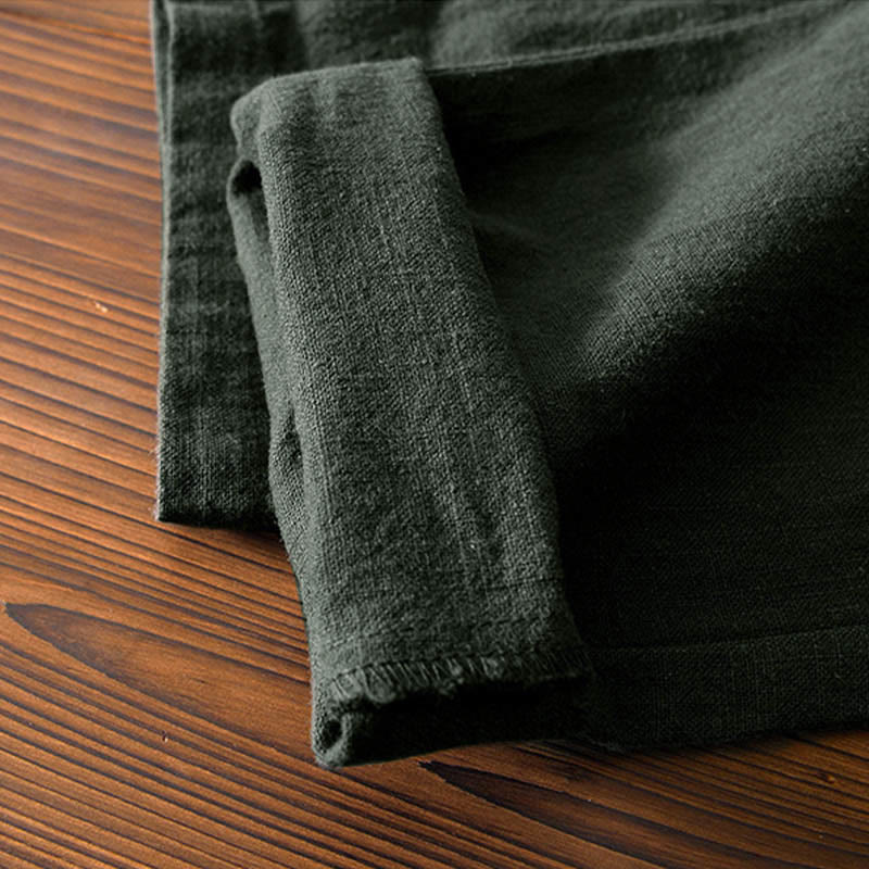 Pantalon décontracté en lin ramie avec cordon de serrage et poches pour homme, couleur unie, design simple, motif Buddha Stones - image 26