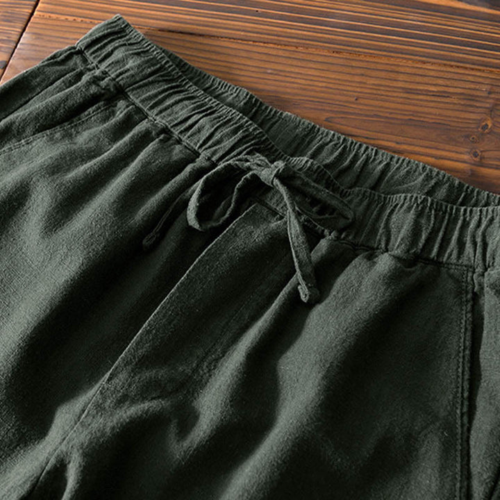 Pantalon décontracté en lin ramie avec cordon de serrage et poches pour homme, couleur unie, design simple, motif Buddha Stones - image 23