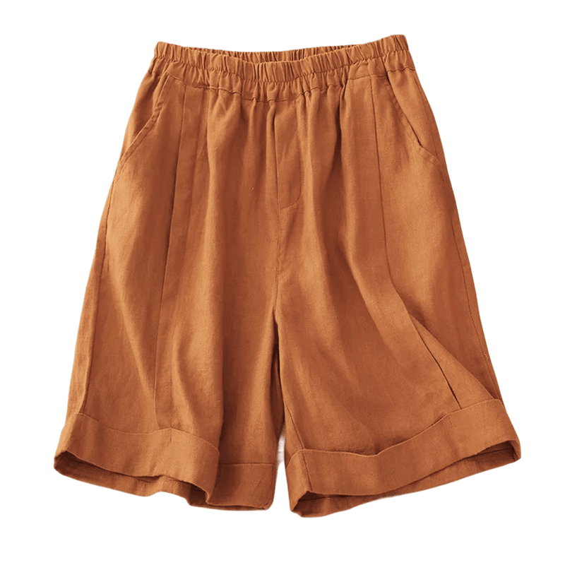 Short décontracté en coton uni avec poches pour femme Buddha Stones - image 6
