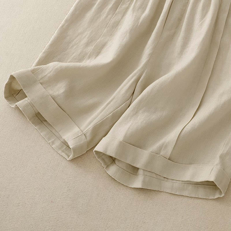 Short décontracté en coton uni avec poches pour femme Buddha Stones - image 8