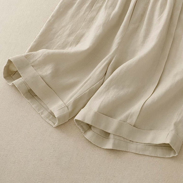 Short décontracté en coton uni avec poches pour femme Buddha Stones - image 8