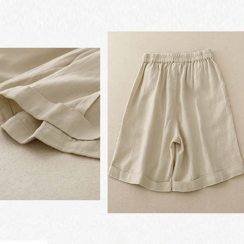 Short décontracté en coton uni avec poches pour femme Buddha Stones - image 11