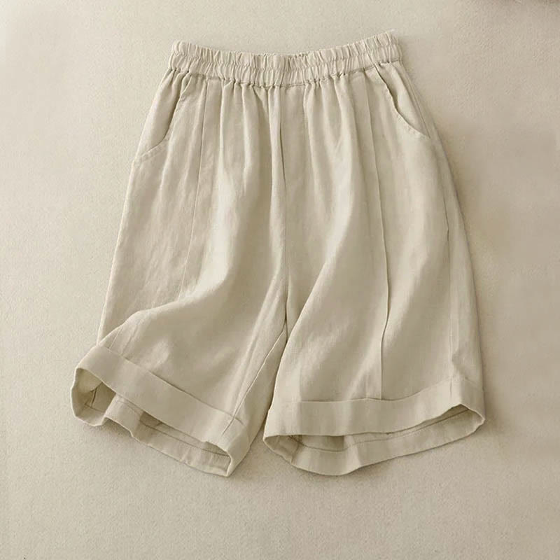 Short décontracté en coton uni avec poches pour femme Buddha Stones - Lin - US12, UK/AU16, EU44 (4XL) - image 6