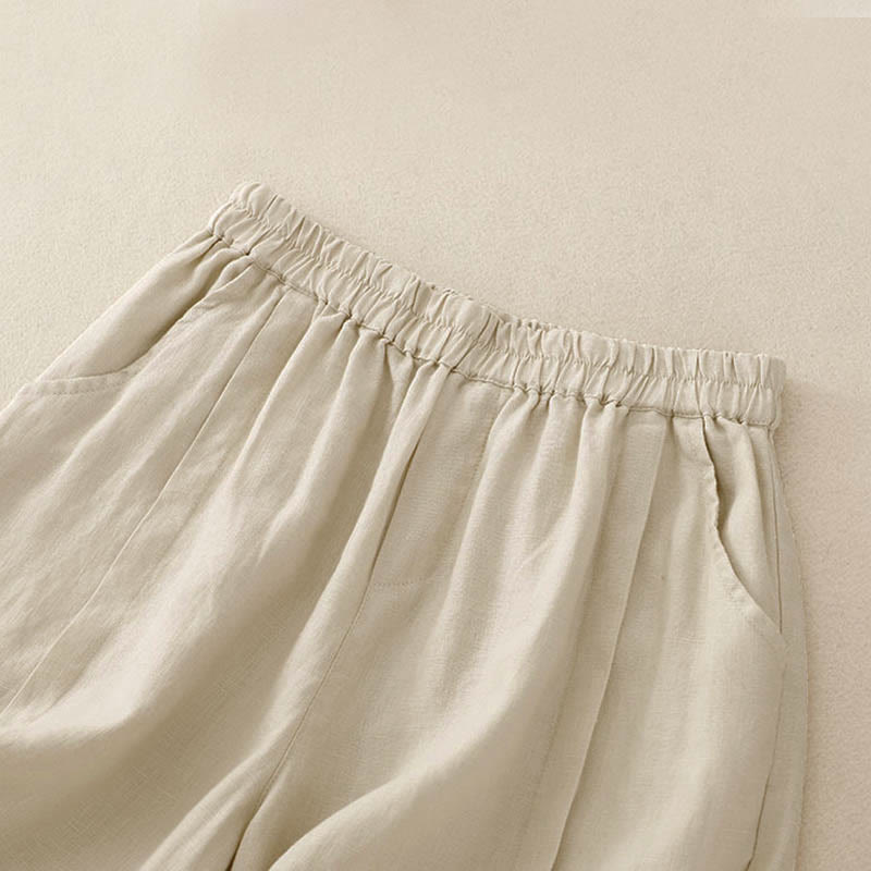 Short décontracté en coton uni avec poches pour femme Buddha Stones - image 8