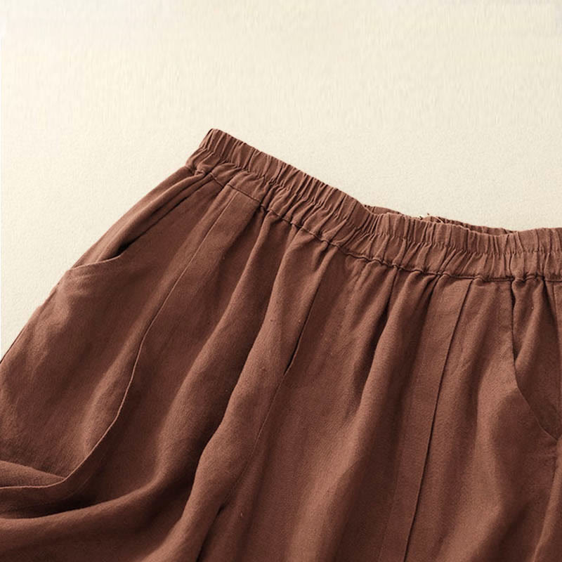 Short décontracté en coton uni avec poches pour femme Buddha Stones - image 15