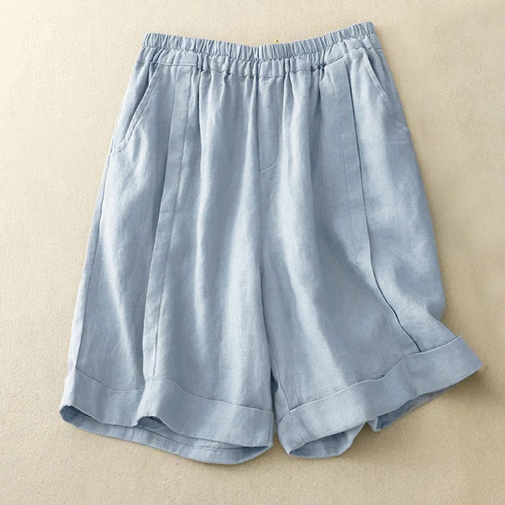 Short décontracté en coton uni avec poches pour femme Buddha Stones - Bleu poudré - US12, UK/AU16, EU44 (4XL) - image 19