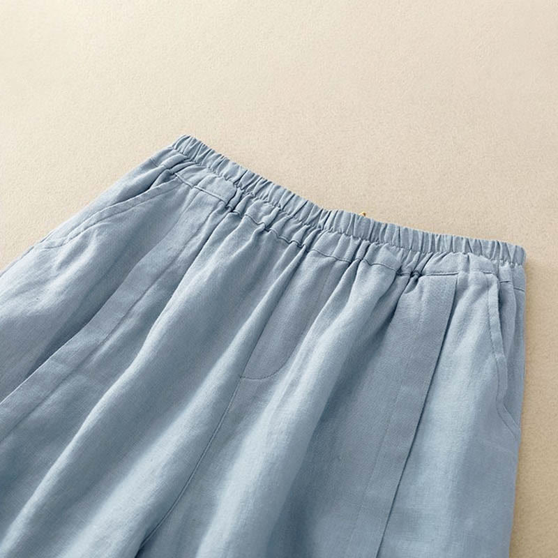 Short décontracté en coton uni avec poches pour femme Buddha Stones - image 23