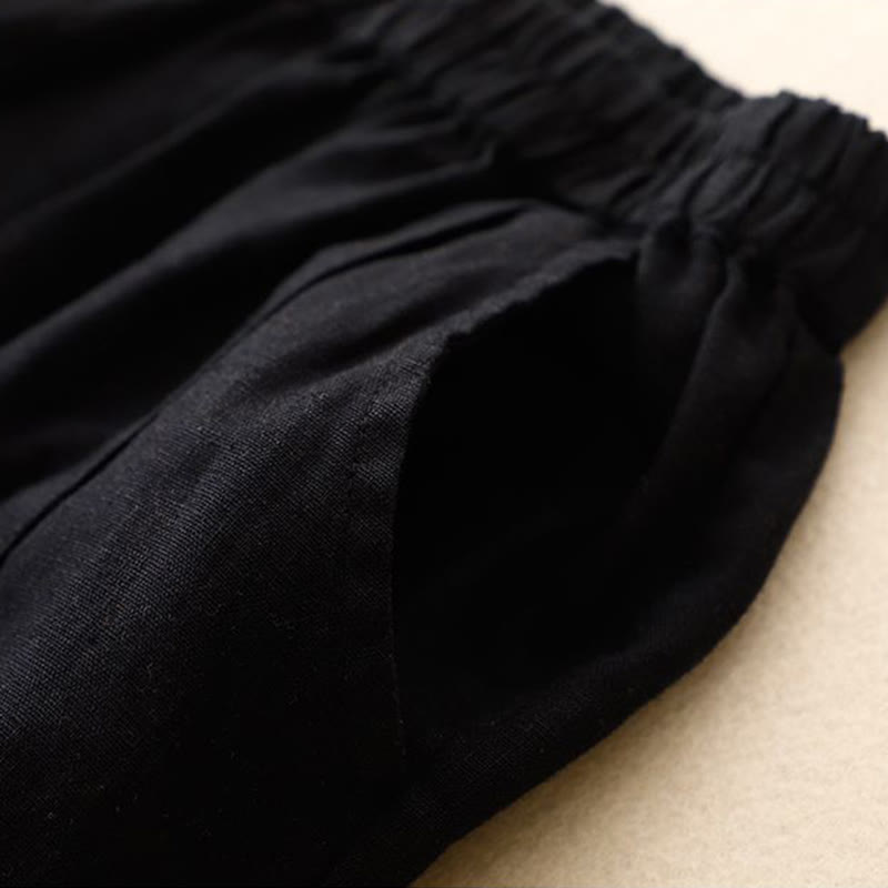 Short décontracté en coton uni avec poches pour femme Buddha Stones - image 29