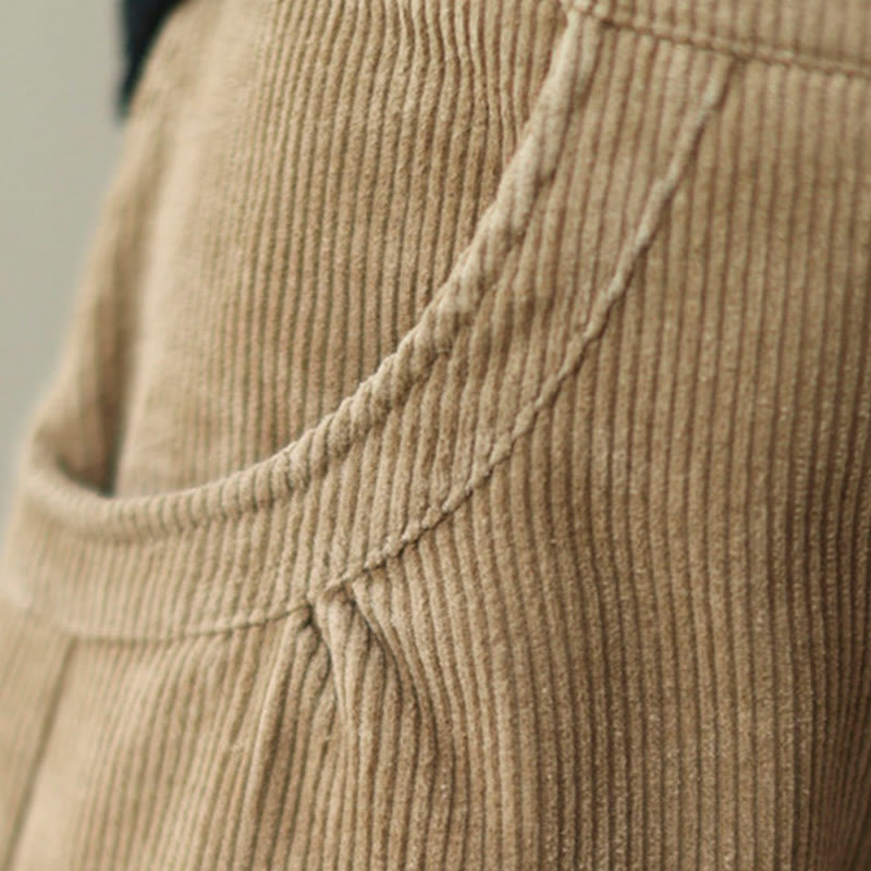 Pantalon décontracté en velours côtelé de coton avec poches et boutons pour femme Motif Buddha Stones - image 6