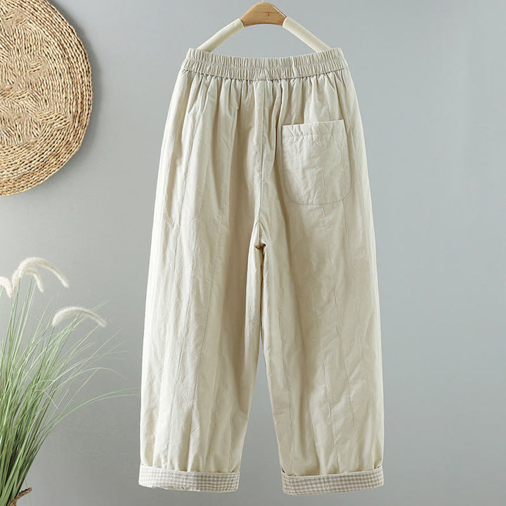 Pantalon sarouel en coton uni d'hiver Buddha Stones pour femme, longueur cheville, avec poches - image 7