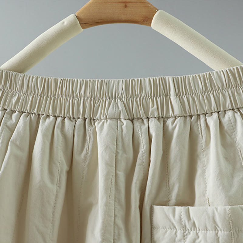 Pantalon sarouel en coton uni d'hiver Buddha Stones pour femme, longueur cheville, avec poches - image 9