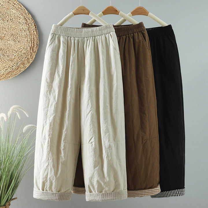Pantalon sarouel en coton uni d'hiver Buddha Stones pour femme, longueur cheville, avec poches - image 24