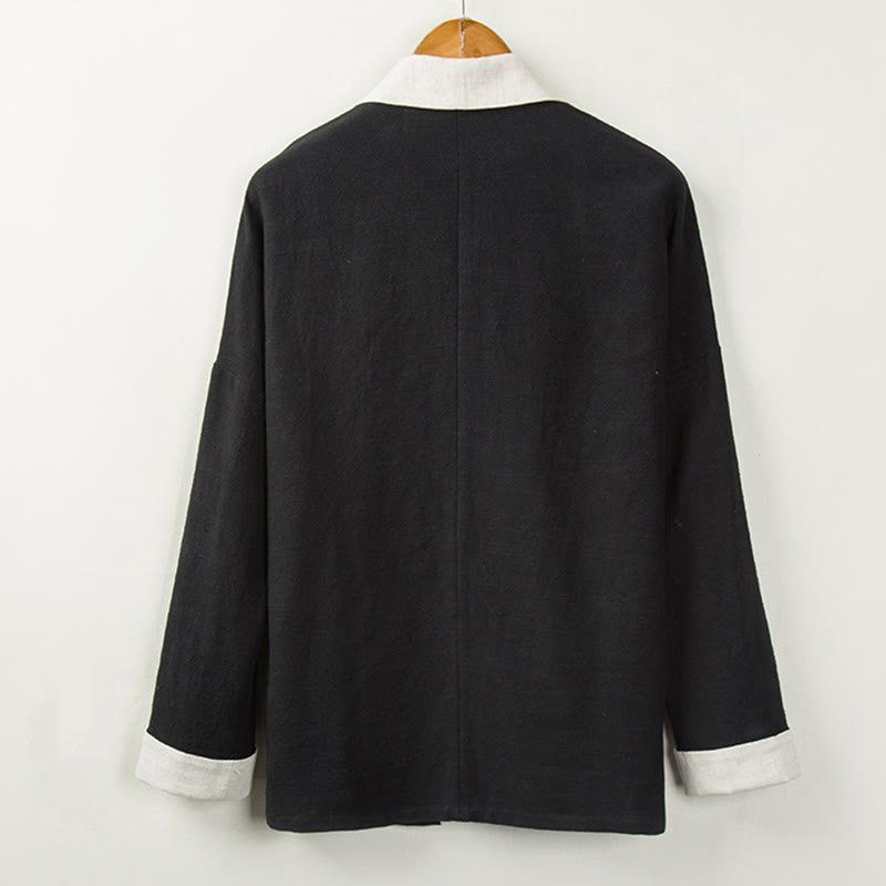 Veste kimono en coton à manches longues et ouverture sur le devant pour homme, couleur unie, motif Buddha Stones , hiver - image 2
