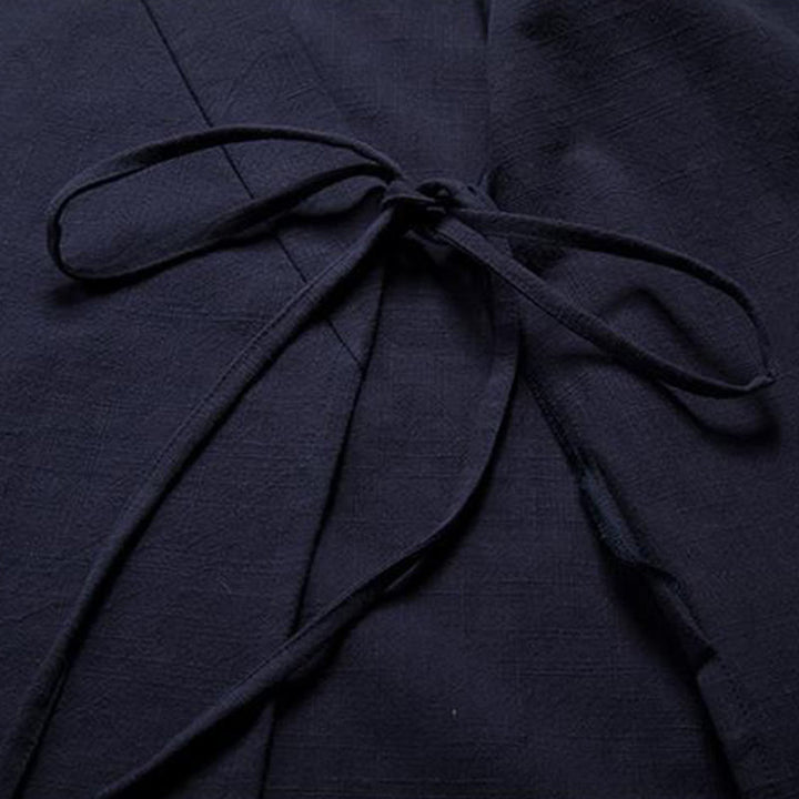 Veste kimono en coton et lin pour homme, manches longues, boutons grenouille chinois, Buddha Stones , ouvert sur le devant - image 10