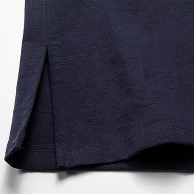 Veste kimono en coton et lin pour homme, style rétro chinois, avec boutons grenouille et Buddha Stones - image 14