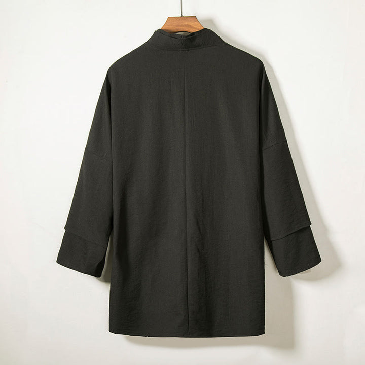 Veste kimono décontractée à lacets et devant ouvert pour homme, motif Buddha Stones, en coton et lin - image 2