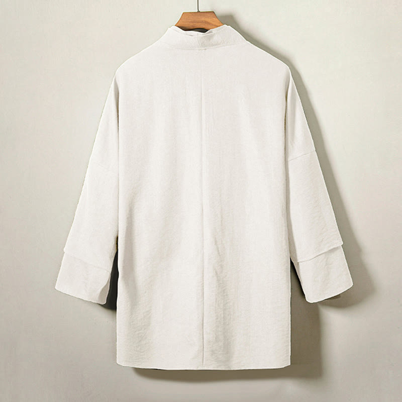 Veste kimono décontractée à lacets et devant ouvert pour homme, motif Buddha Stones, en coton et lin - image 8
