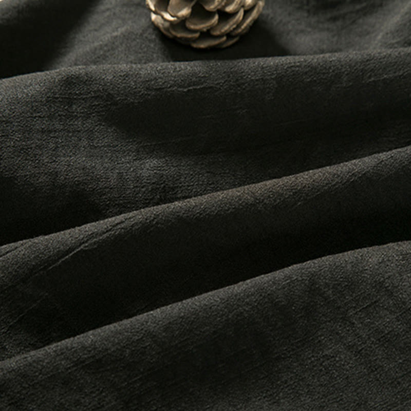 Veste kimono à manches longues en coton et lin pour homme, avec lacets et Buddha Stones - image 4