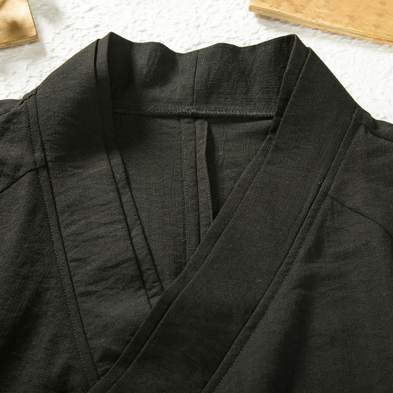 Veste kimono décontractée à lacets et devant ouvert pour homme, motif Buddha Stones, en coton et lin - image 3