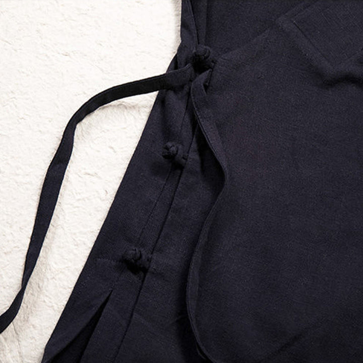 Veste ouverte sur le devant pour homme Buddha Stones, motif uni, kimono à manches longues en coton et lin - image 5