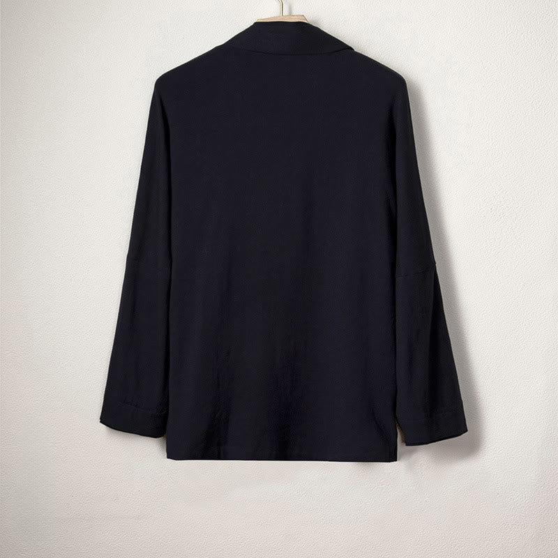 Veste kimono décontractée en coton et lin pour homme Buddha Stones, design uni, ouverte sur le devant - image 4