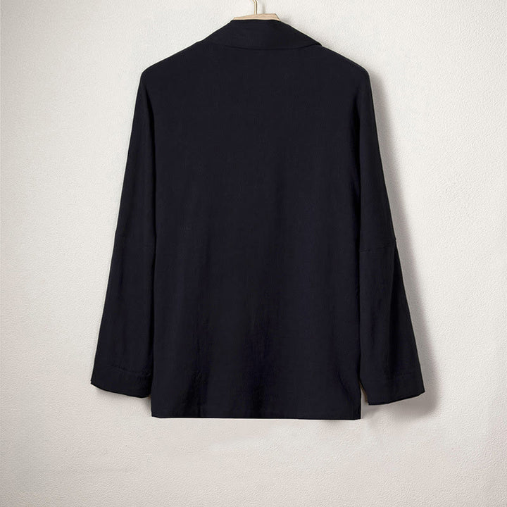Veste kimono décontractée en coton et lin pour homme Buddha Stones, design uni, ouverte sur le devant - image 4