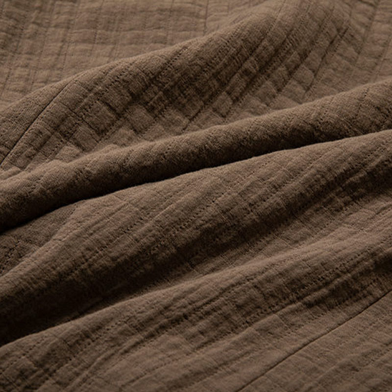 Veste kimono à manches longues en coton et lin pour homme, à plis Buddha Stones , avec boutons grenouille et ouverture sur le devant - image 5