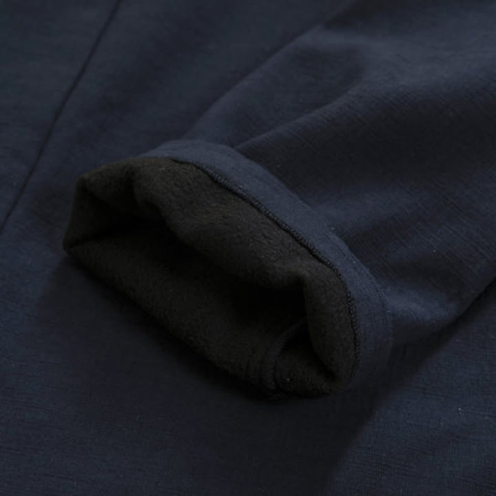 Veste kimono en coton et lin pour homme, unie, avec boutons grenouille, doublure polaire et devant ouvert, signée Buddha Stones - image 6